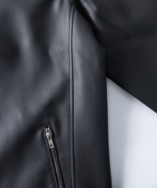 NYLAUS（ナイラス）の「大きいサイズ フェイクレザー シングルライダースジャケット（ライダースジャケット・メンズ・ワイン/ブラック/ネイビー・5L/4L/3L）」の6枚目の写真