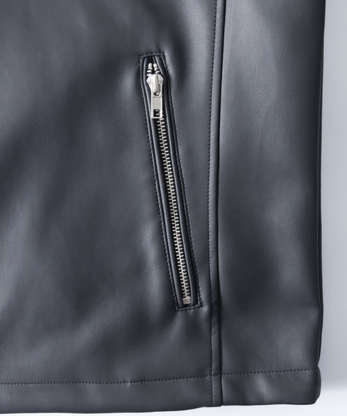 NYLAUS（ナイラス）の「大きいサイズ フェイクレザー シングルライダースジャケット（ライダースジャケット・メンズ・ワイン/ブラック/ネイビー・5L/4L/3L）」の7枚目の写真