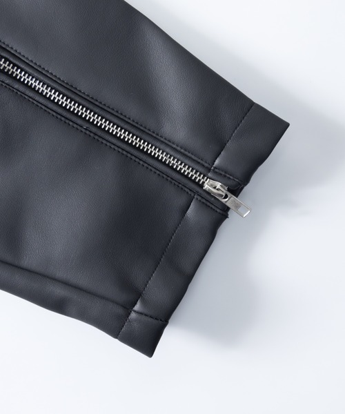 NYLAUS（ナイラス）の「大きいサイズ フェイクレザー シングルライダースジャケット（ライダースジャケット・メンズ・ワイン/ブラック/ネイビー・5L/4L/3L）」の8枚目の写真