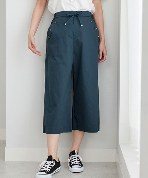 BELLUNA PLUS（ベルーナ）の「サラリ綿混ボタン使いキュロットパンツ４７（その他パンツ・レディース・ネイビー/ベージュ/カーキ/ターコイズブルー・SMALL/MEDIUM/LARGE/X-LARGE）」の17枚目の写真