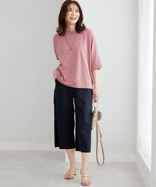 BELLUNA PLUS（ベルーナ）の「サラリ綿混ボタン使いキュロットパンツ４７（その他パンツ・レディース・ネイビー/ベージュ/カーキ/ターコイズブルー・SMALL/MEDIUM/LARGE/X-LARGE）」の13枚目の写真