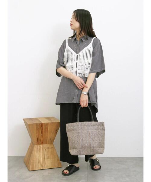 Samansa Mos2 blue(サマンサモスモスブルー)の「◎前後2wayメッシュフリンジニットビスチェ(ニット/セーター・レディース・ブラック/グレー/オフホワイト・F)」の7枚目の写真