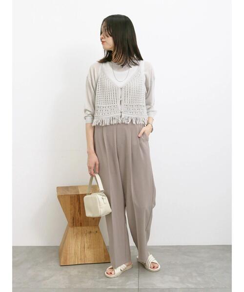 Samansa Mos2 blue(サマンサモスモスブルー)の「◎前後2wayメッシュフリンジニットビスチェ(ニット/セーター・レディース・ブラック/グレー/オフホワイト・F)」の12枚目の写真