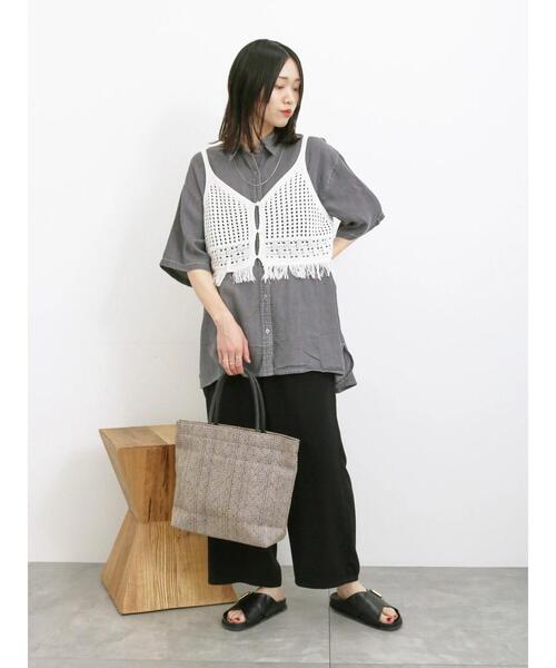 Samansa Mos2 blue(サマンサモスモスブルー)の「◎前後2wayメッシュフリンジニットビスチェ(ニット/セーター・レディース・ブラック/グレー/オフホワイト・F)」の20枚目の写真