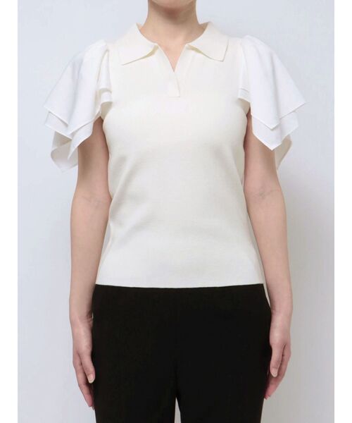 LAGUNAMOON（ラグナムーン）の「スクエアフリルスリーブニットプルオーバー（ニット/セーター・レディース・ブラック/アイボリー・FREE）」の8枚目の写真