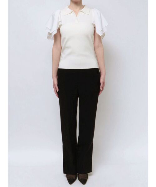 LAGUNAMOON（ラグナムーン）の「スクエアフリルスリーブニットプルオーバー（ニット/セーター・レディース・ブラック/アイボリー・FREE）」の5枚目の写真