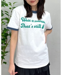 【spiritoso】WAIT A MINUTEイチゴプリント リンガーTシャツ (CP)