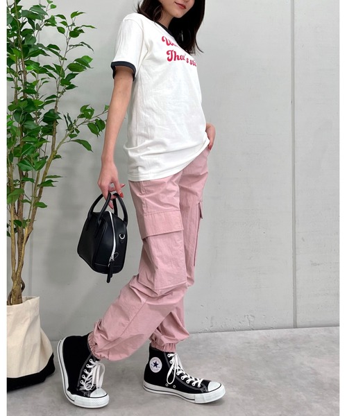 spiritoso(スピリトーゾ)の「【spiritoso】WAIT A MINUTEイチゴプリント リンガーTシャツ (CP)(Tシャツ/カットソー・レディース・ネイビー/ブラック/グリーン・FREE)」の18枚目の写真