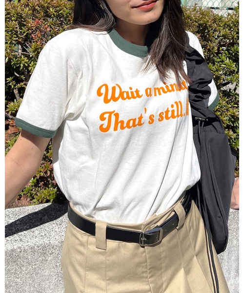 spiritoso(スピリトーゾ)の「【spiritoso】WAIT A MINUTEイチゴプリント リンガーTシャツ (CP)(Tシャツ/カットソー・レディース・ネイビー/ブラック/グリーン・FREE)」の21枚目の写真