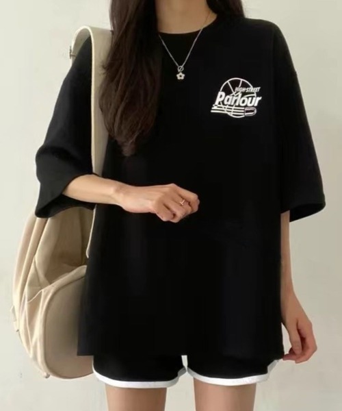 CANVAS+（キャンバスプラス）の「【CANVAS+】スポーティープリントTシャツ×ショートパンツSET（セットアップ・レディース・ブラック/グレー/グリーン/ライトグレー・M）」の18枚目の写真