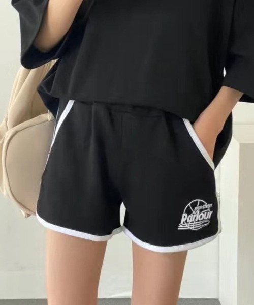 CANVAS+（キャンバスプラス）の「【CANVAS+】スポーティープリントTシャツ×ショートパンツSET（セットアップ・レディース・ブラック/グレー/グリーン/ライトグレー・M）」の19枚目の写真