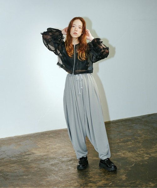 andrea&co. シアーシャイニーブルゾン AUBREY】シアーシャイニーブルゾン silver / black size: FREE