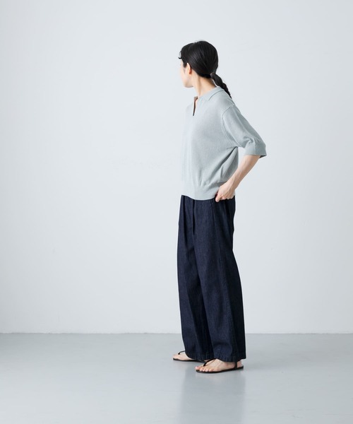 かぐれ（カグレ）の「ハーフスリーブポロニット（ニット/セーター・レディース・ミント/ブラック・FREE）」の11枚目の写真