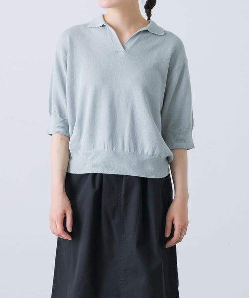 かぐれ（カグレ）の「ハーフスリーブポロニット（ニット/セーター・レディース・ミント/ブラック・FREE）」の14枚目の写真