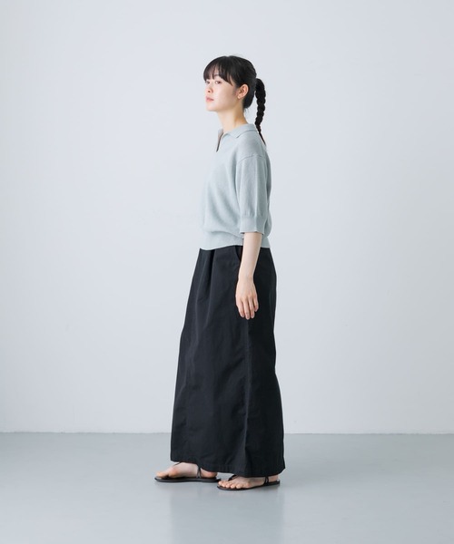 かぐれ✨24SS　ハーフスリーブポロニット　ブラック　リネン　完売品 かぐれ（カグレ）の「ハーフスリーブポロニット（ニット