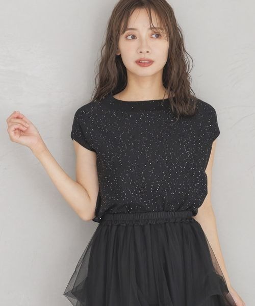 mysty woman（ミスティウーマン）の「スパンコールノースリプルオーバー　140914（ニット/セーター・レディース・ブラック/オフホワイト/ライトグリーン・FREE）」の3枚目の写真