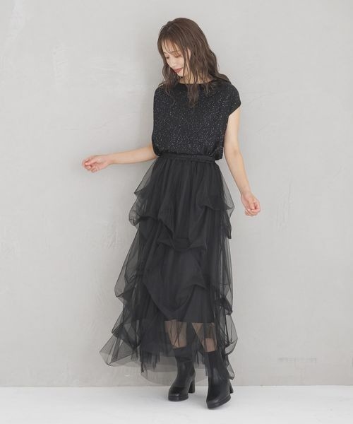 mysty woman（ミスティウーマン）の「スパンコールノースリプルオーバー　140914（ニット/セーター・レディース・ブラック/オフホワイト/ライトグリーン・FREE）」の4枚目の写真