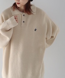 【BEVERLY HILLS POLO CLUB / ビバリーヒルズ ポロクラブ】方畦編み プルオーバー ポロ ニット セーター