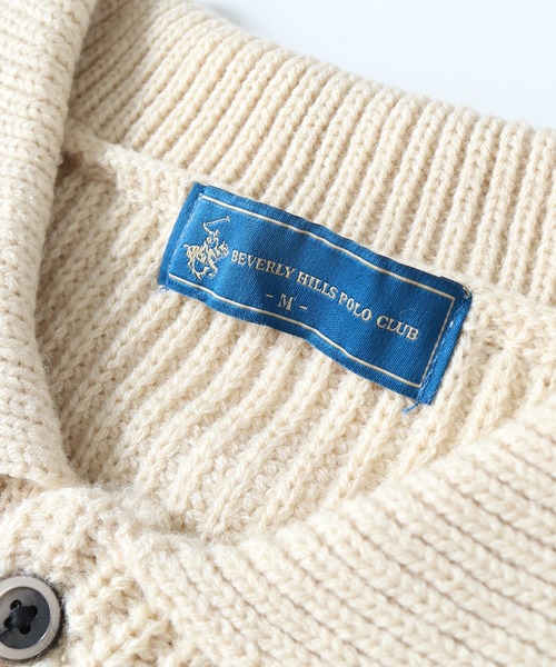 BEVERLY HILLS POLO CLUB（ビバリーヒルズポロクラブ）の「【BEVERLY HILLS POLO CLUB / ビバリーヒルズ ポロクラブ】方畦編み プルオーバー ポロ ニット セーター（ニット/セーター・メンズ・アイボリー/ブラック・M/L）」の18枚目の写真
