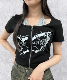 フロントZIPキャミセットトップス