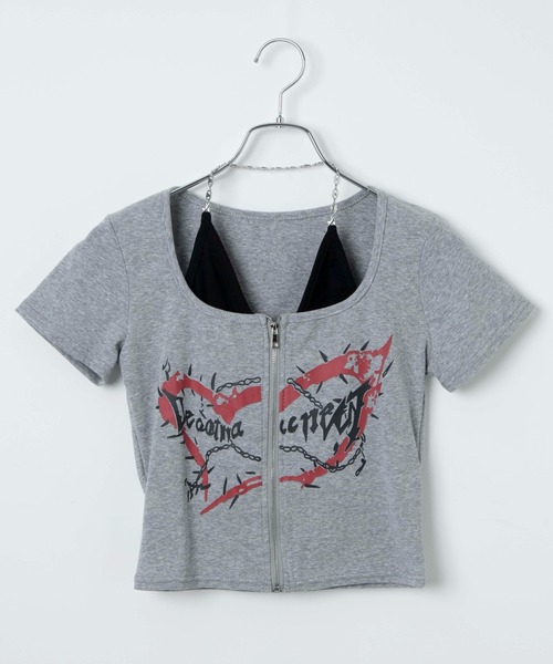 Figments(フィグメンツ)の「フロントZIPキャミセットトップス(Tシャツ/カットソー・レディース・グレー/ブラック・FREE)」の14枚目の写真