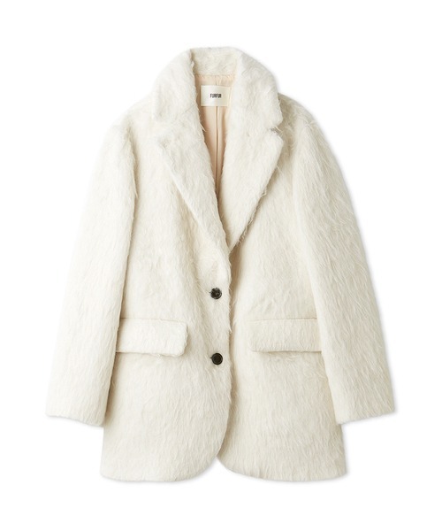 furfur シャギージャケットコート　ファーファー　ピンク　チェスターコート FURFUR（ファーファー）の「【WEB・一部店舗限定カラー】シャギー