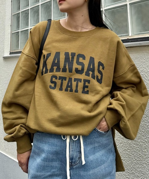 CIAOPANIC TYPY（チャオパニックティピー）の「サイドスリットカレッジスウェット（スウェット・レディース・チャコールグレー/グレー/オフホワイト/ブラウン/ホワイト/ダークグレー/ネイビー/ライトグレー/ピンク/オリーブ/バーガンディー・ONE SIZE）」の8枚目の写真