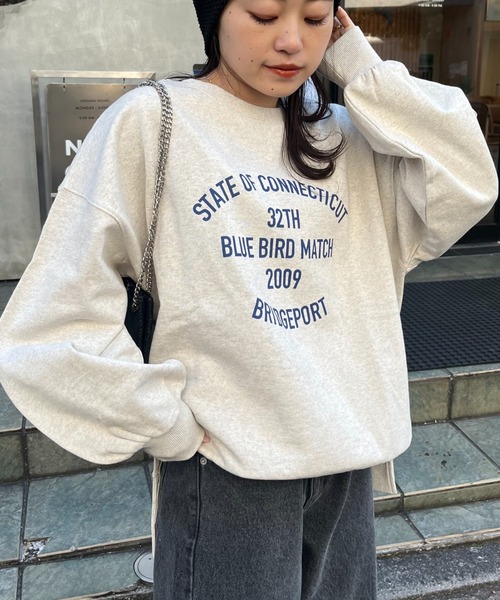 CIAOPANIC TYPY（チャオパニックティピー）の「サイドスリットカレッジスウェット（スウェット・レディース・チャコールグレー/グレー/オフホワイト/ブラウン/ホワイト/ダークグレー/ネイビー/ライトグレー/ピンク/オリーブ/バーガンディー・ONE SIZE）」の5枚目の写真