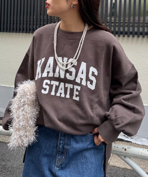 CIAOPANIC TYPY（チャオパニックティピー）の「サイドスリットカレッジスウェット（スウェット・レディース・チャコールグレー/グレー/オフホワイト/ブラウン/ホワイト/ダークグレー/ネイビー/ライトグレー/ピンク/オリーブ/バーガンディー・ONE SIZE）」の7枚目の写真