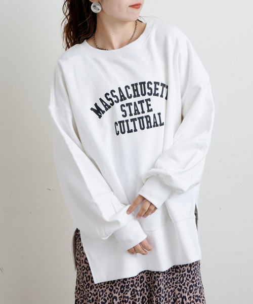 CIAOPANIC TYPY（チャオパニックティピー）の「サイドスリットカレッジスウェット（スウェット・レディース・チャコールグレー/グレー/オフホワイト/ブラウン/ホワイト/ダークグレー/ネイビー/ライトグレー/ピンク/オリーブ/バーガンディー・ONE SIZE）」の13枚目の写真