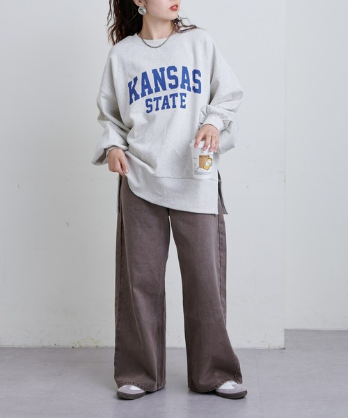 CIAOPANIC TYPY（チャオパニックティピー）の「サイドスリットカレッジスウェット（スウェット・レディース・チャコールグレー/グレー/オフホワイト/ブラウン/ホワイト/ダークグレー/ネイビー/ライトグレー/ピンク/オリーブ/バーガンディー・ONE SIZE）」の22枚目の写真