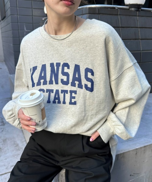 CIAOPANIC TYPY（チャオパニックティピー）の「サイドスリットカレッジスウェット（スウェット・レディース・チャコールグレー/グレー/オフホワイト/ブラウン/ホワイト/ダークグレー/ネイビー/ライトグレー/ピンク/オリーブ/バーガンディー・ONE SIZE）」の12枚目の写真