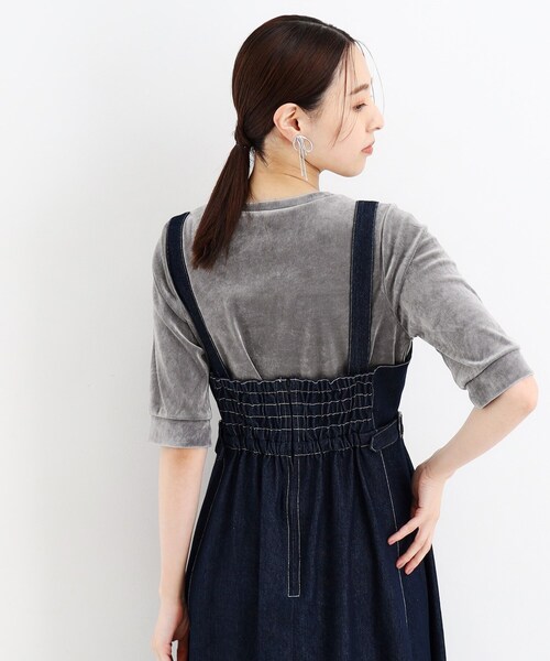 THE SHOP TK (ザ ショップ ティーケー )の「◆【ヒルナンデス!で紹介】ベロア5分袖プルオーバー/洗える(Tシャツ/カットソー・レディース・グレー/ブラック/こしょう色系・12/13)」の8枚目の写真