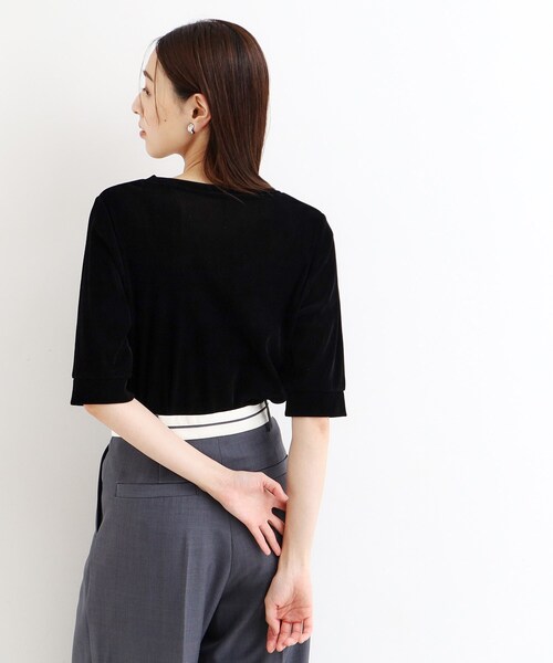 THE SHOP TK (ザ ショップ ティーケー )の「◆【ヒルナンデス!で紹介】ベロア5分袖プルオーバー/洗える(Tシャツ/カットソー・レディース・グレー/ブラック/こしょう色系・12/13)」の12枚目の写真