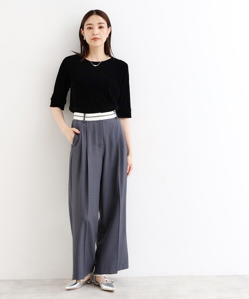 THE SHOP TK (ザ ショップ ティーケー )の「◆【ヒルナンデス!で紹介】ベロア5分袖プルオーバー/洗える(Tシャツ/カットソー・レディース・グレー/ブラック/こしょう色系・12/13)」の13枚目の写真