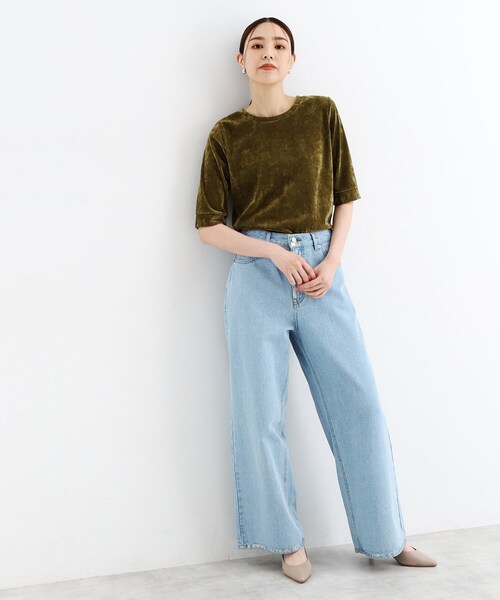 THE SHOP TK (ザ ショップ ティーケー )の「◆【ヒルナンデス!で紹介】ベロア5分袖プルオーバー/洗える(Tシャツ/カットソー・レディース・グレー/ブラック/こしょう色系・12/13)」の17枚目の写真