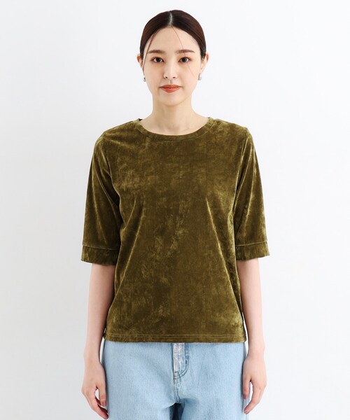 THE SHOP TK (ザ ショップ ティーケー )の「◆【ヒルナンデス!で紹介】ベロア5分袖プルオーバー/洗える(Tシャツ/カットソー・レディース・グレー/ブラック/こしょう色系・12/13)」の19枚目の写真