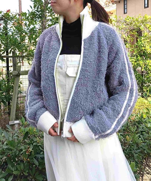 Q（キュー）の「ニットトラックジャケット（カーディガン/ボレロ・レディース・ブラック/ライトグレー・MEDIUM）」の21枚目の写真