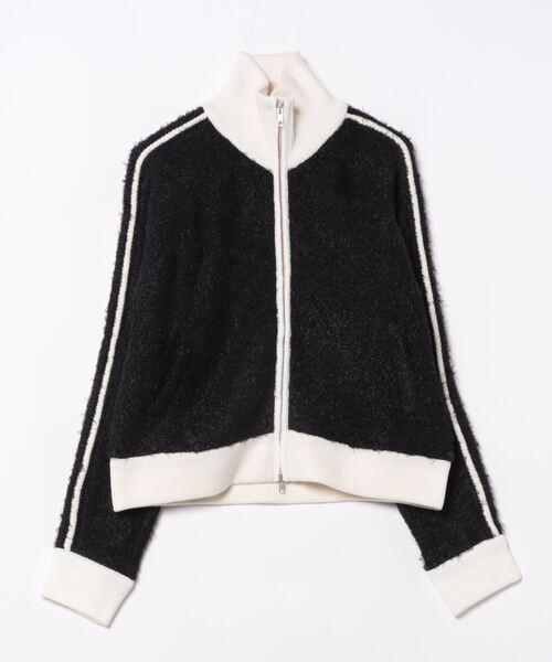 Q（キュー）の「ニットトラックジャケット（カーディガン/ボレロ・レディース・ブラック/ライトグレー・MEDIUM）」の7枚目の写真