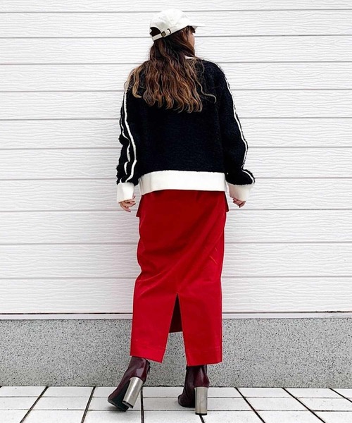 Q（キュー）の「ニットトラックジャケット（カーディガン/ボレロ・レディース・ブラック/ライトグレー・MEDIUM）」の12枚目の写真