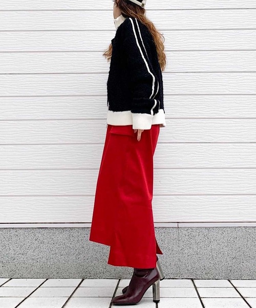 Q（キュー）の「ニットトラックジャケット（カーディガン/ボレロ・レディース・ブラック/ライトグレー・MEDIUM）」の11枚目の写真