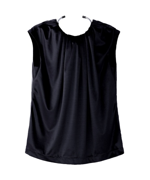 JOHN LAWRENCE SULLIVAN(ジョンローレンスサリバン)の「VELOUR GATHERED SLEEVELESS TOP(Tシャツ/カットソー・レディース・シルバー/ブラック/ボルドー・ONE SIZE)」の2枚目の写真