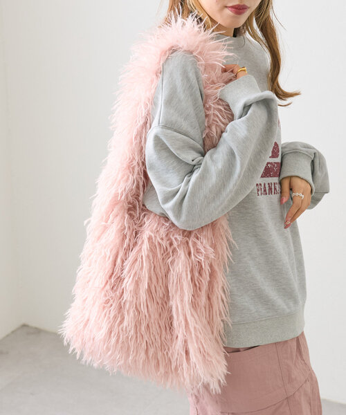 w closet(ダブルクローゼット)の「フェザートートBAG(トートバッグ・レディース・グレー/オフホワイト/ピンク・ONE SIZE)」の11枚目の写真