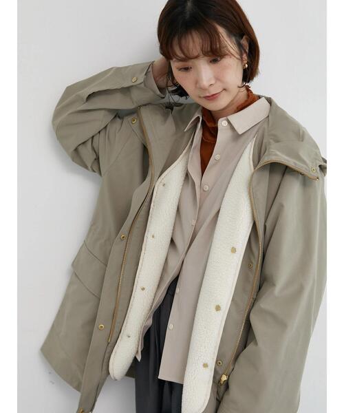 Samansa Mos2 blue（サマンサモスモスブルー）の「【撥水/マルチウェイ】ボアベストライナー付マウンテンパーカー（ブルゾン・レディース・カーキ/チャコールグレー/ベージュ・F）」の3枚目の写真