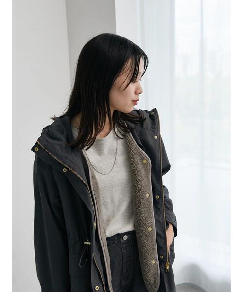 Samansa Mos2 blue（サマンサモスモスブルー）の「【撥水/マルチウェイ】ボアベストライナー付マウンテンパーカー（ブルゾン・レディース・カーキ/チャコールグレー/ベージュ・F）」の2枚目の写真