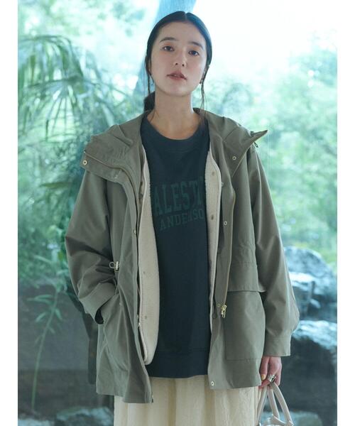 Samansa Mos2 blue（サマンサモスモスブルー）の「【撥水/マルチウェイ】ボアベストライナー付マウンテンパーカー（ブルゾン・レディース・カーキ/チャコールグレー/ベージュ・F）」の4枚目の写真