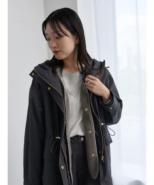 Samansa Mos2 blue（サマンサモスモスブルー）の「【撥水/マルチウェイ】ボアベストライナー付マウンテンパーカー（ブルゾン・レディース・カーキ/チャコールグレー/ベージュ・F）」の11枚目の写真