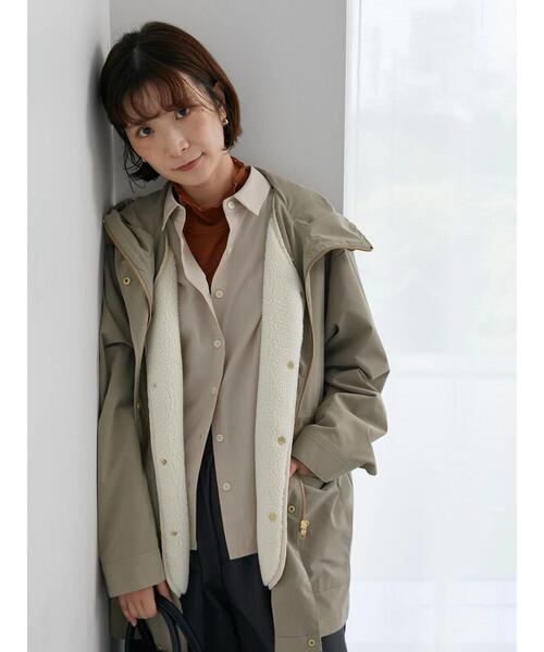 Samansa Mos2 blue（サマンサモスモスブルー）の「【撥水/マルチウェイ】ボアベストライナー付マウンテンパーカー（ブルゾン・レディース・カーキ/チャコールグレー/ベージュ・F）」の14枚目の写真