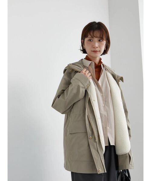 Samansa Mos2 blue（サマンサモスモスブルー）の「【撥水/マルチウェイ】ボアベストライナー付マウンテンパーカー（ブルゾン・レディース・カーキ/チャコールグレー/ベージュ・F）」の20枚目の写真