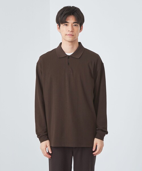 green label relaxing（グリーンレーベルリラクシング）の「ハイツイスト カノコ ポロシャツ（ポロシャツ・メンズ・ブラック/ダークブラウン・S/M/L/XL）」の5枚目の写真